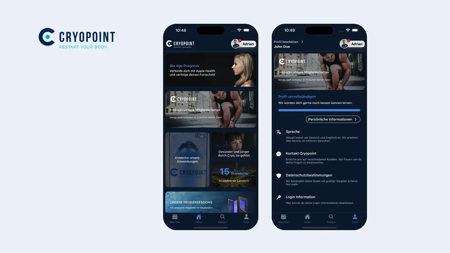 Digitale Terminbuchungs-App für CryoPoint - Projektbild 3